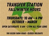 Transfer Station Fall/Winter hours